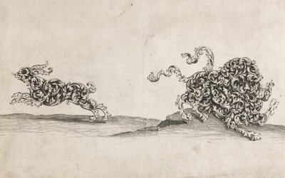 Lion and Hare Composed of Ornamental Leaf-Work by Wolfgang Hieronymus von Bömmel